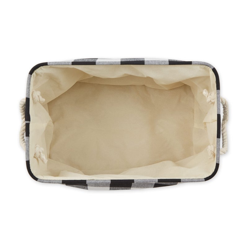 DII Buffalo Check Storage Collection Collapsible Bin with Handles, Medium Rectangle, 16x10x12, Black & White - Image 2